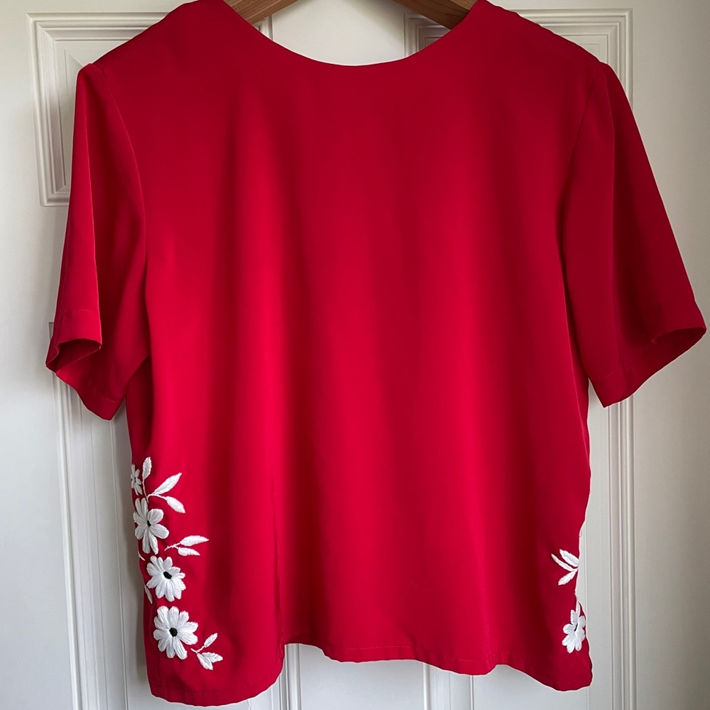 Estée Lauder Blouse w/ Hand Embroidered Flowers